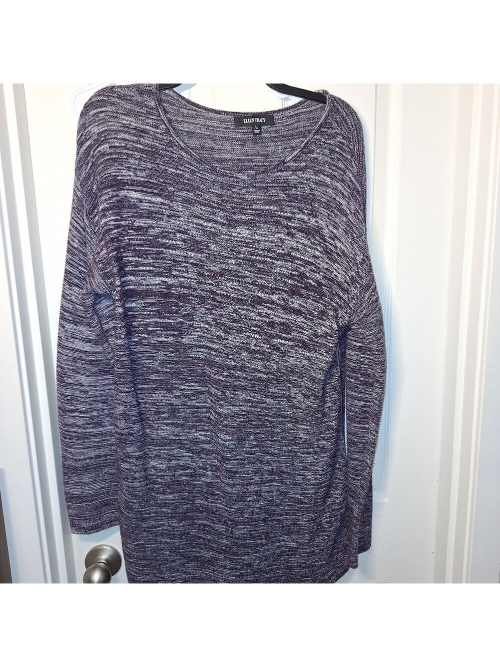 Ellen Tracy Purple Ivory Sweater